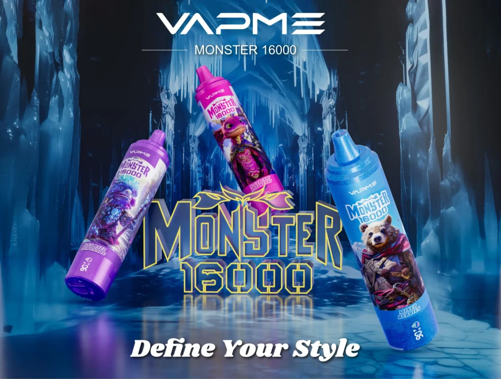 VAPME MONSTER 16000 Puffs oriģināls LED displeja izdevums, 26 ml 850 mAh, tips C oriģināls vairumtirdzniecības vienreizējās lietošanas vape pildspalva 16 mērogots 1