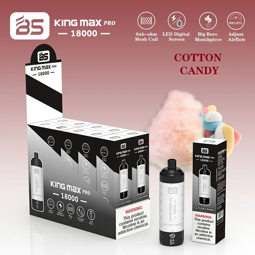 Engros BREZE BS King Max Pro 18000 Puffs Engangs Vape Pen med Mesh Coil 24ml Kapacitet og LED Display Nikotin 0 1 2 18