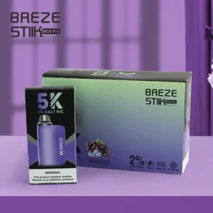 Stylo vape jetable Breze Stiik Box Pro 5000 bouffées de qualité supérieure avec bobine en maille et débit d'air réglable, capacité de 12 ml 2 5 Nicotine 5