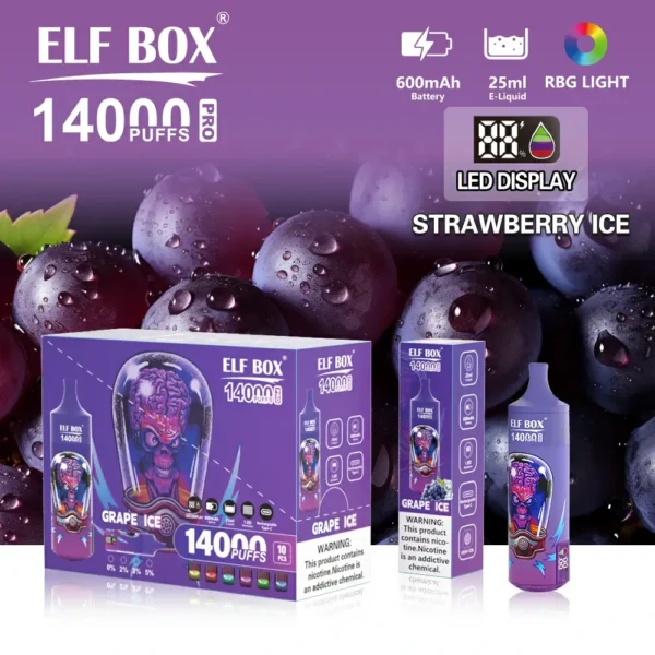 Перезаряжаемая одноразовая вейп-ручка ELF BOX RGB 14000 Puffs Pro — с низким содержанием никотина (0%, 2%, 3%, 5%), оптовая закупка