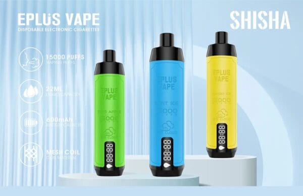 EPLUS VAPE SHISHA 15000 Puffs Veleprodajni Vape Vape za enkratno uporabo 6 Nikotinska mrežasta tuljava Nakup v razsutem stanju Original Factory 2