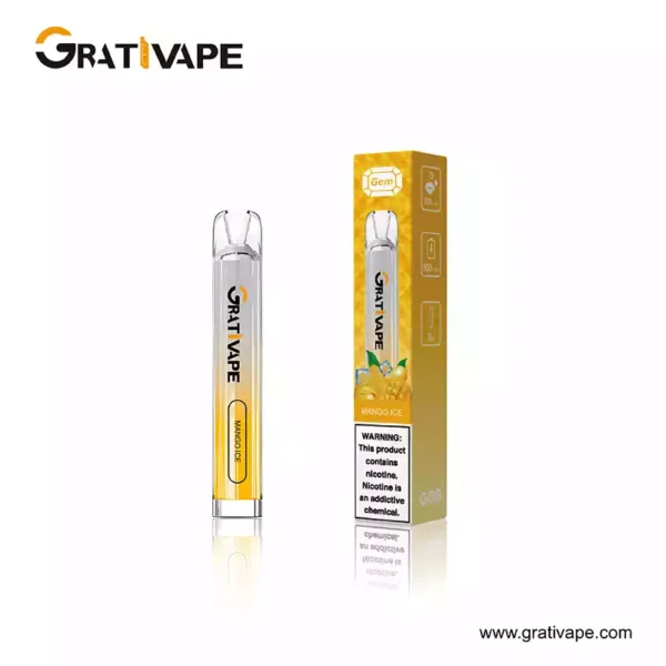 Grativape Gem 600 Puffs 2 Stylo vape jetable à la nicotine Achat en gros disponible Plusieurs saveurs pour un goût frais 10