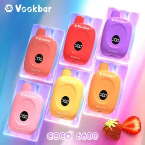 Vookbar COCO 6600 originale di fabbrica Vapes usa e getta all'ingrosso 3 Ricaricabile a basso contenuto di nicotina Digital Smart Sc 7