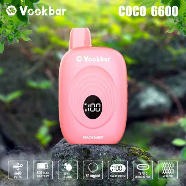 Vookbar COCO 6600 originale di fabbrica Vapes monouso all'ingrosso 3 Smart Screen digitale ricaricabile a basso contenuto di nicotina 1