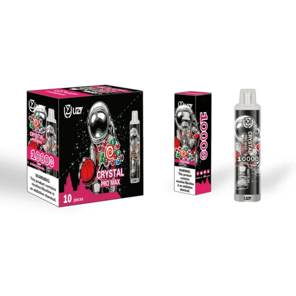 UZY Crystal Pro Max 10000 Puffs Vape-penna för engångsbruk med 650mAh batterityp C Uppladdningsbar RGB-design Tillgänglig grossist Nikotin 0 2 3 5 11