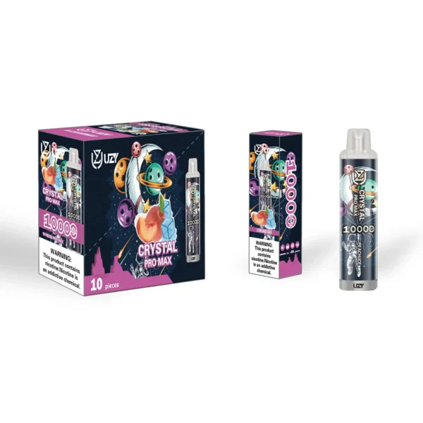 UZY Crystal Pro Max 10000 Puffs Vape-penna för engångsbruk med 650mAh batteri Typ C Uppladdningsbar RGB-design Tillgänglig grossist Nikotin 0 2 3 5 12