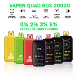 VAPEN QUAD BOX 20000 PUFF Flusso d'aria regolabile Ricaricabile 2 5 Basso contenuto di nicotina Vape monouso all'ingrosso Display a schermo intero 12