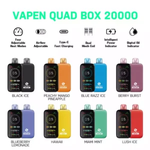 VAPEN QUAD BOX 20000 PUFF Flusso d'aria regolabile Ricaricabile 2 5 Basso contenuto di nicotina Vape monouso all'ingrosso Display a schermo intero 9