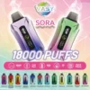 Veleprodajno VASY SORA 18000 Puffs Vape Pen Pen za enkratno uporabo z dvojno mrežasto tuljavo Več nikotinskih možnosti in LED