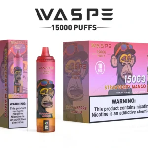 Comerț cu ridicata Waspe 15000 Puffs Pen Vape de unică folosință cu 22 ml E-Lichid 850mAh baterie reîncărcabilă și afișaj LCD Disponibil în 0 2 3 5 Nivele de nicotină 1