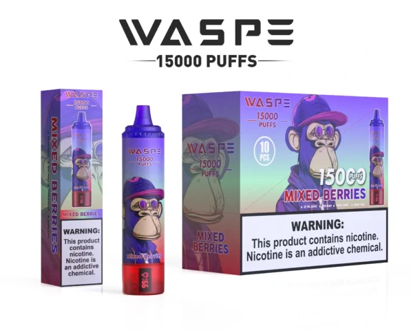 Comerț cu ridicata Waspe 15000 Puffs Pen Vape de unică folosință cu 22 ml E-Lichid 850mAh baterie reîncărcabilă și afișaj LCD Disponibil în 0 2 3 5 Nivele de nicotină 15