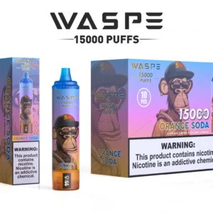 Comerț cu ridicata Waspe 15000 Puffs Pen Vape de unică folosință cu 22 ml E-Lichid 850mAh baterie reîncărcabilă și afișaj LCD Disponibil în 0 2 3 5 Nivele de nicotină 3