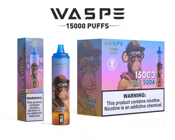 Comerț cu ridicata Waspe 15000 Puffs Pen Vape de unică folosință cu 22 ml E-Lichid 850mAh baterie reîncărcabilă și afișaj LCD Disponibil în 0 2 3 5 Nivele de nicotină 3