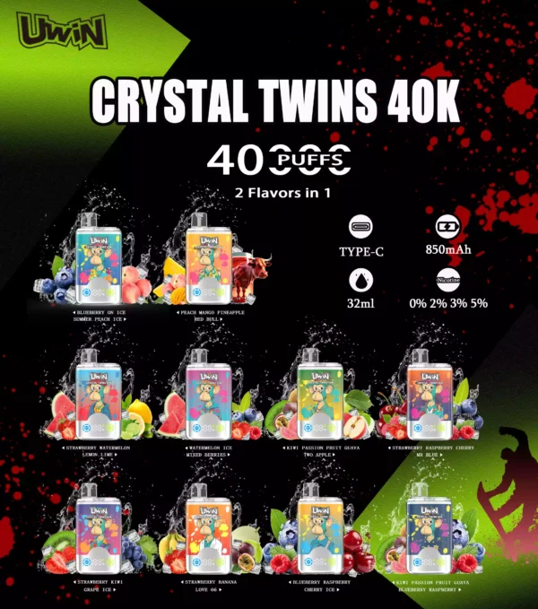 Premium Uwin Twins Crystal 40k Puffs Disposable Vape 30ml 850mAh Battery Large Capacity Wholesale Direct Supply From Manufacturer (1)