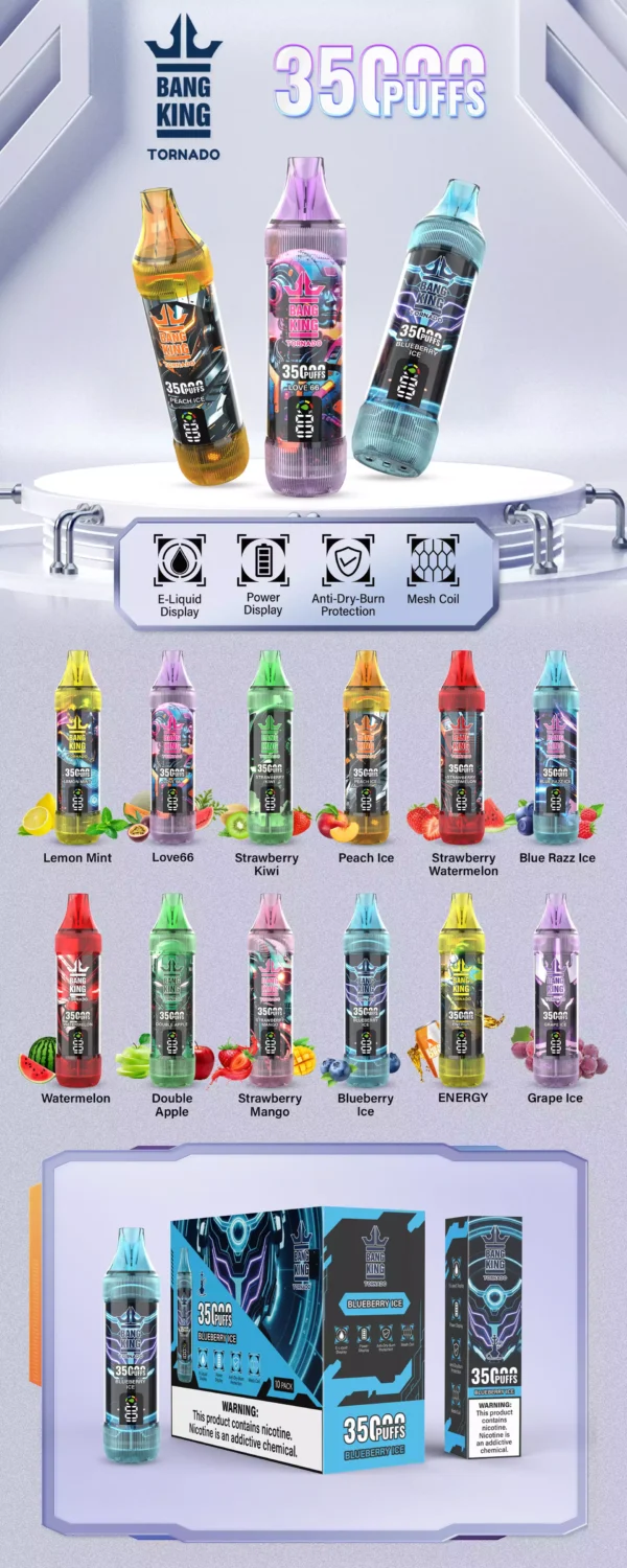 Bulk Purchase BANG KING 35000 Puffs Disposable Vape with Multiple Nicotine Strengths Available with 23ml E-Liquid Direct From Manufacturer (8)