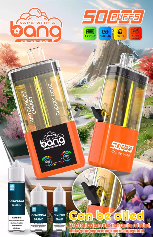 Hot Selling BANG 12 Flavors B50K Disposable Vape Wiht 0% 2% 3% 5% Nicotine 36ml E Liquid 650mAh Battery Wholesale Supplier (9)