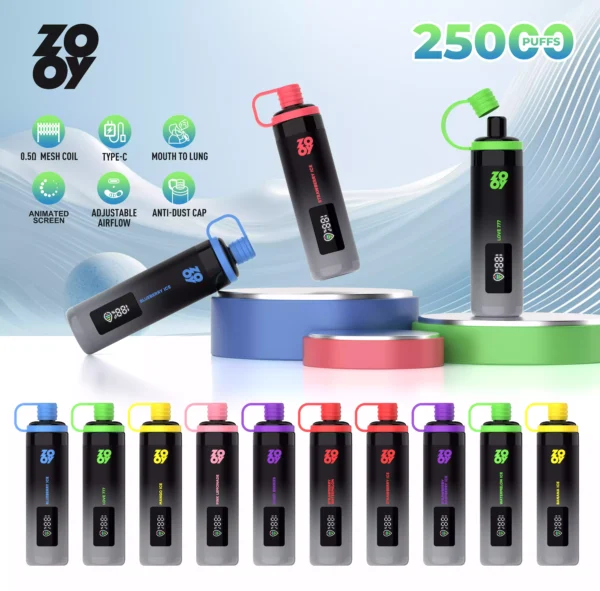 Latest Zooy Sisha 25000 Puffs Disposable Vape with 950mAh Battery 0.5 Mesh Coil Smart Display TYPE-C Rechargeable for Bulk Orders (7)