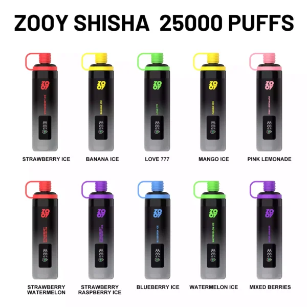 Latest Zooy Sisha 25000 Puffs Disposable Vape with 950mAh Battery 0.5 Mesh Coil Smart Display TYPE C Rechargeable for Bulk Orders 9 1